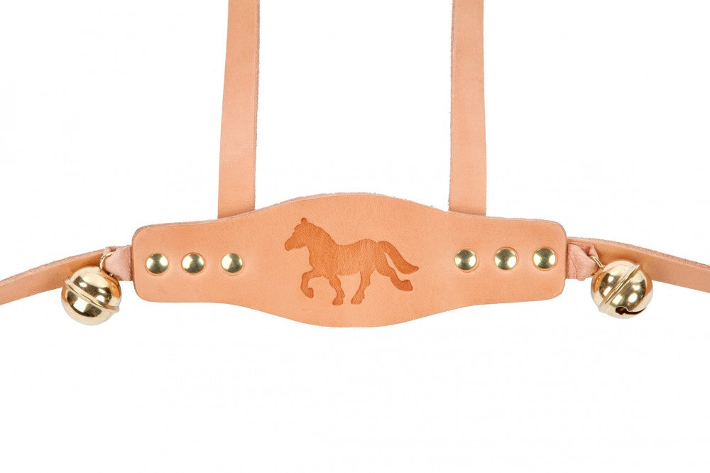 Pferdeleine, Laufleine mit Glöckchen aus reinem Leder, natur oder rot